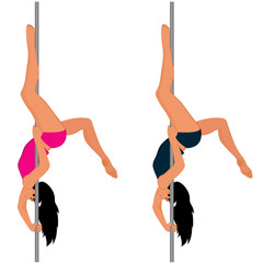 Sexy woman exercise pole dance, vector illustration