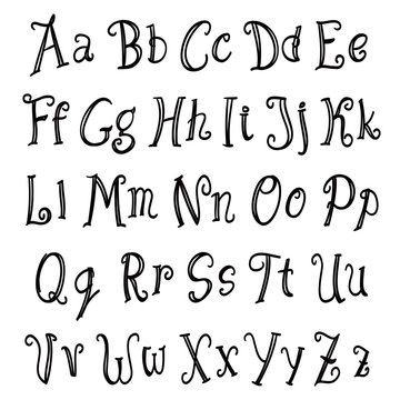 hand lettering alphabet set black on white. vector
