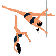 Young pole dance woman, vector illustration
