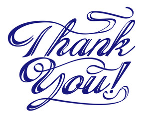 Obraz premium thank you words hand written with swirls. vector