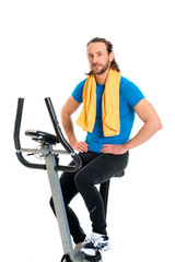 Fototapeta na wymiar young man train with fitness machine
