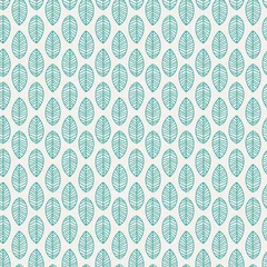 Fotobehang Turquoise naadloos patroon met bladeren
