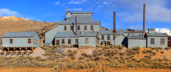 Panoramic view of Ghost town Bodie in California.