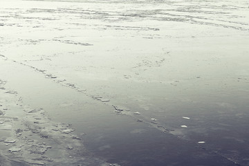 Texture of broken ice frost crack