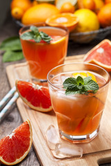 Pink cocktail with fresh grapefruit