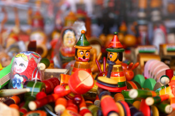 Colorful wooden doll handicrafts made in India