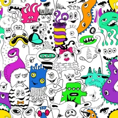 Wall murals Monsters Seamless Pattern With Funny Monsters.