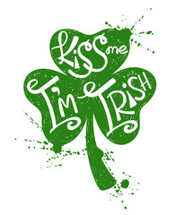 St. Patrick's Day Typography Poster With Shamrock.
