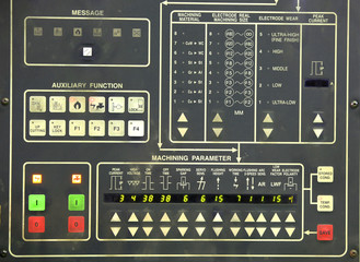 Milling machine control panel close up view