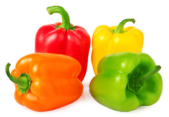 colored paprika isolated on white background