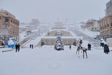 The Cascade stairway winter scene, Yerevan,Armenia