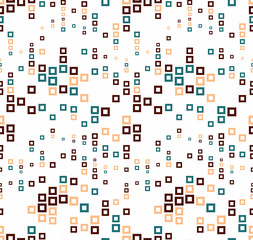 Fototapeta na wymiar Seamless pattern on a white background. Has the shape of a wave. Consists of through geometric elements of square shape in color.