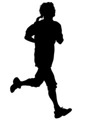 Woman athletes on running race on white background