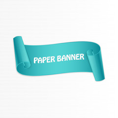Abstract turquoise curved paper banner