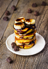 pancakes with chocolate and banana