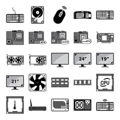 illustration of pc components vector set icon