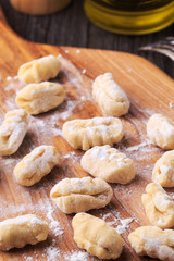 Uncooked homemade potato gnocchi.