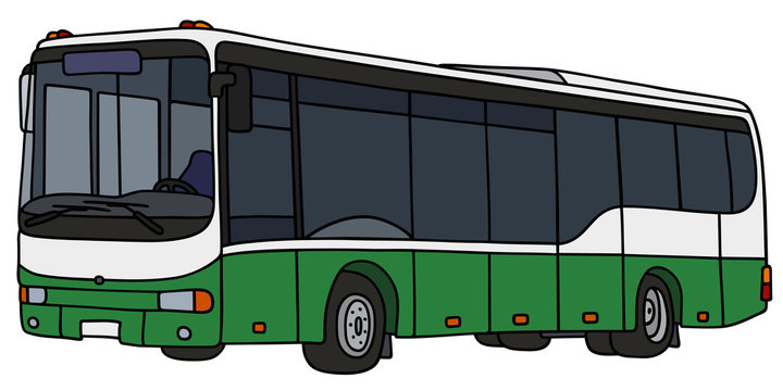Green city bus / Hand drawing, vector illustration