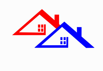 Экологические дома, треугольные домики, контурная иллюстрация