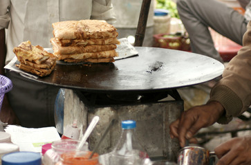 Indian street food-Bread and Omlette