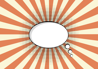 cartoon speech pop art bubble haltone communication  sunburst background vector empty cloud symbol with place for text