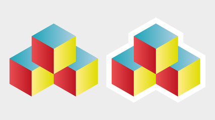 Cube isometric logo brick concept, 3d dice illustration, vector block icon - 100892496