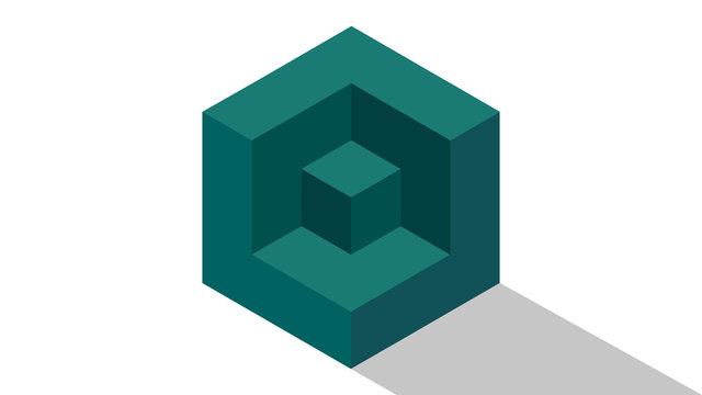 Cube isometric logo brick concept, 3d dice illustration, vector block icon