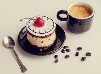Cake and cup of coffee