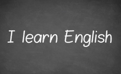 I learn English - handwritten with white chalk 