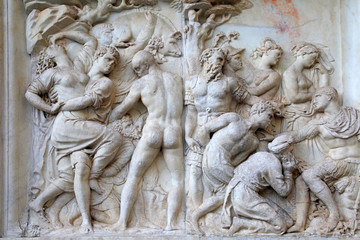 Antique roman relief ,Florence, Italy