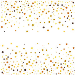 Gold glitter stars on white background. Vector illustration.