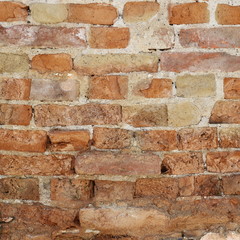 close up old red brick wall background and texture, grunge architecture pattern