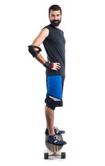 Skater with safety protections