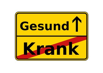 Ortsschild Gesund Krank