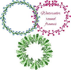 vector watercolor floral round frames