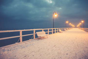 Beautiful winter landscape, and the Baltic Sea. Orlowo Gdynia