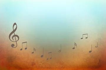 Meubelstickers Music background with notes - vector illustration © PhotoIris2021