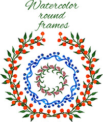 vector watercolor floral round frames