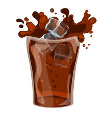 soda drink with ice cube