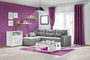 Interior of a modern living room in color