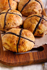 Chocolate hot cross buns