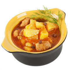 Pot of stewed potatoes.