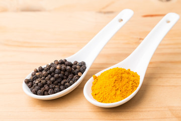 Turmeric roots and black pepper combination enhances bioavailability of curcumin absorption in body for health benefits