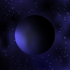 Dark planet. Galaxy. Milky way stars. Stars of a planet and gala
