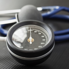 Pressure meter over black background