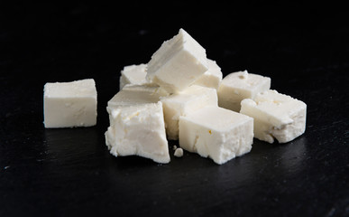 Portion of Feta Cheese on slate