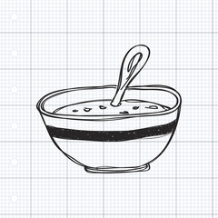 Simple doodle of a bowl of soup