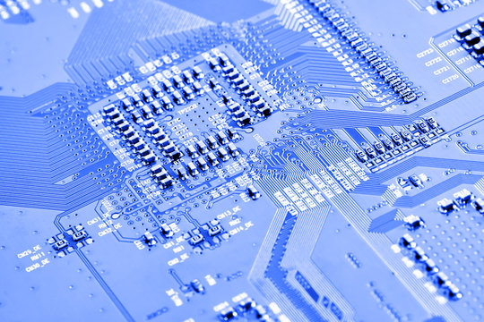 Electronic circuit board close up.