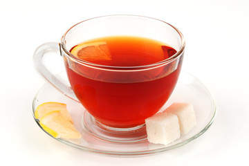 Glass cup and saucer