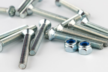 Scattering of metal screws and nuts